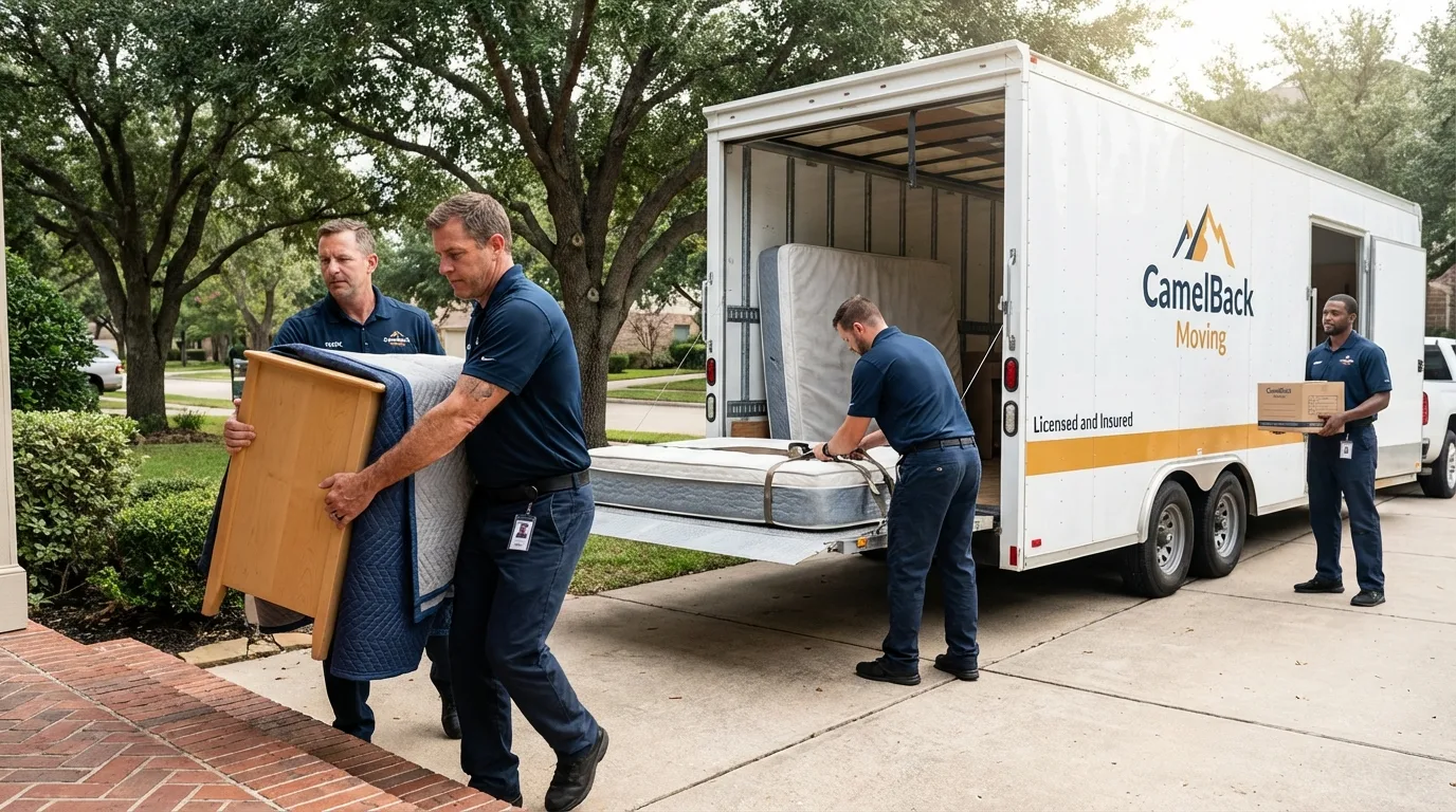 Crew loading residential truck for cross-state move from Buffalo, SD