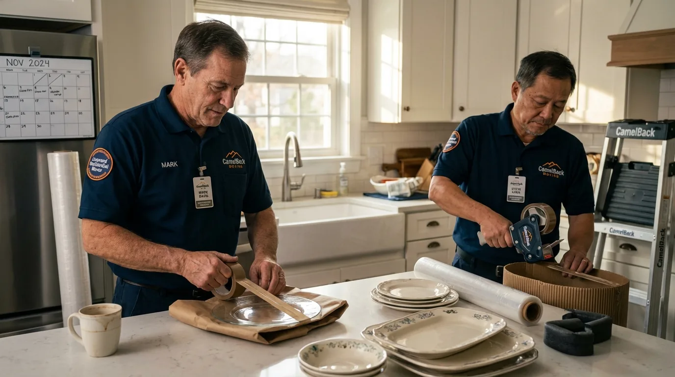 Professional crew packing kitchen dishware in Buffalo, SD